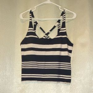 Vans crop top tank size large navy blue and white
